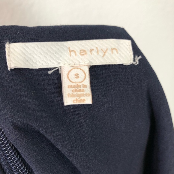 NWOT Harlyn Navy Black Color Block Flounce Hem Cocktail Dress Sweetheart Neck - Picture 8 of 9